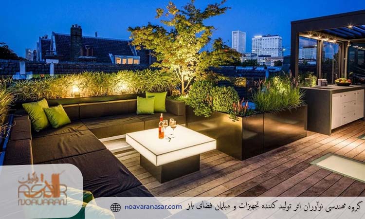 مرحله نورپردازی در تجهیز روف گاردن و تراس گاردن
